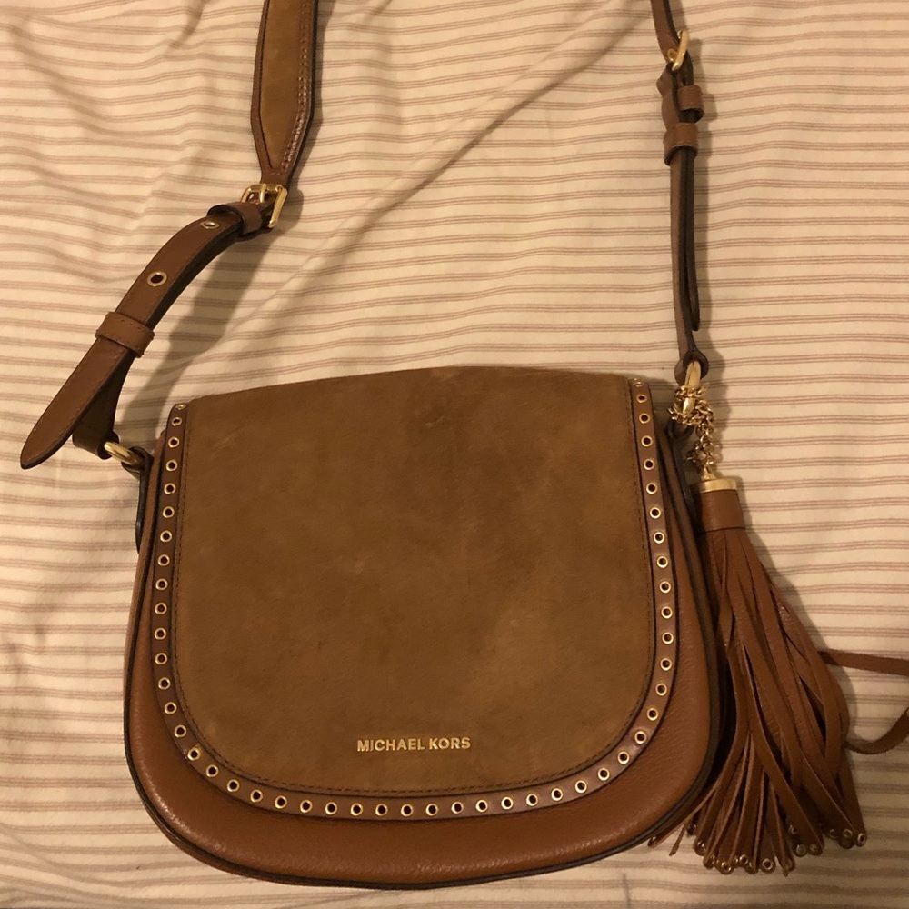 Michael Kors Medium Brooklyn Leather Saddle Bag